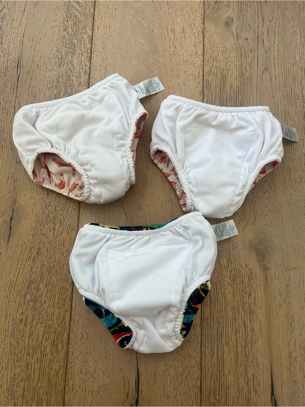 3 Piece Green Sprouts Reusable Swim Diaper Cloth 12 18 24 months Fish Crabs